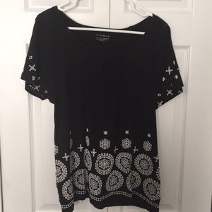 Charter Club black and white embroidered T-shirt